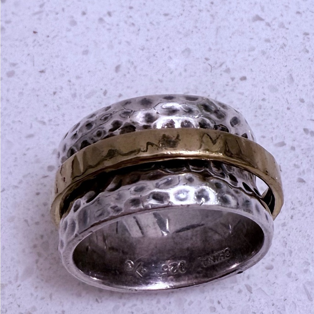 Silpada Hammered Silver and Gold   Mediation spinner Ring